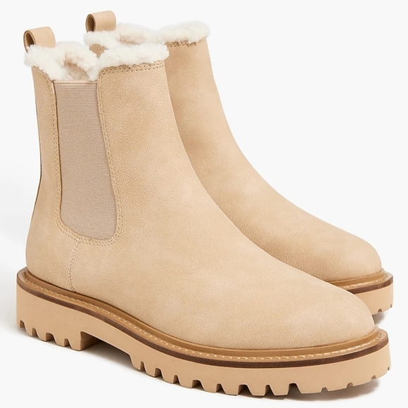 J. Crew Factory Shoes - J. Crew Factory Beige Shearling Ankle Boots 6.5